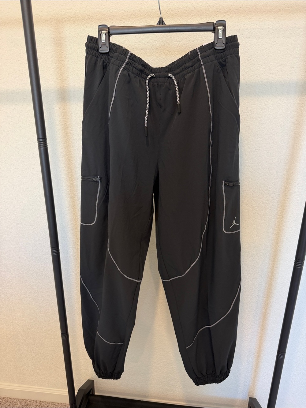 Jordan Black Jogger Pants with Reflective Piping
